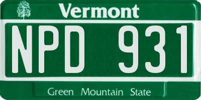 VT license plate NPD931