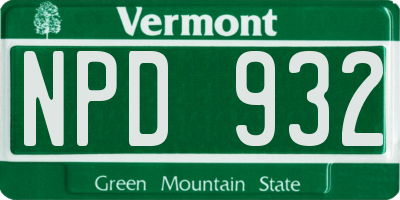 VT license plate NPD932