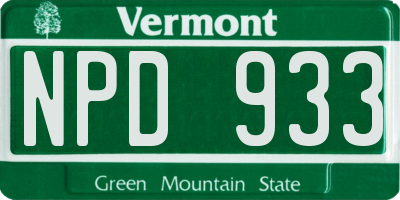 VT license plate NPD933