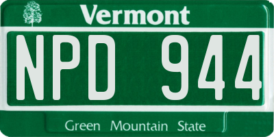 VT license plate NPD944