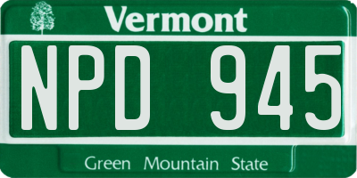 VT license plate NPD945
