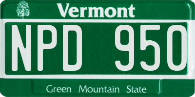 VT license plate NPD950
