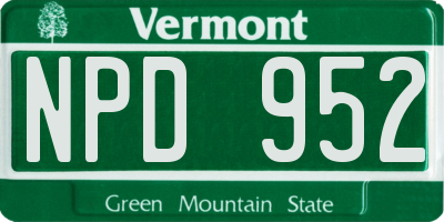 VT license plate NPD952