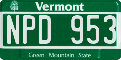 VT license plate NPD953