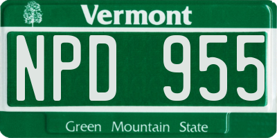 VT license plate NPD955