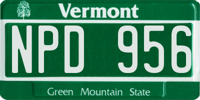 VT license plate NPD956
