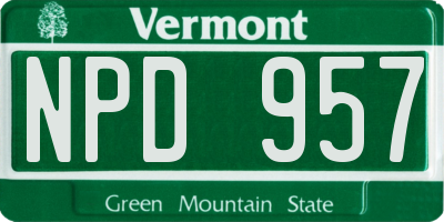 VT license plate NPD957