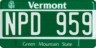 VT license plate NPD959
