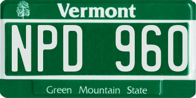 VT license plate NPD960