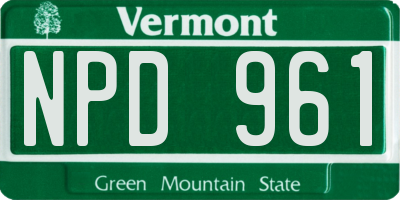 VT license plate NPD961