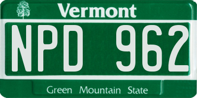 VT license plate NPD962