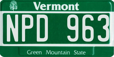 VT license plate NPD963