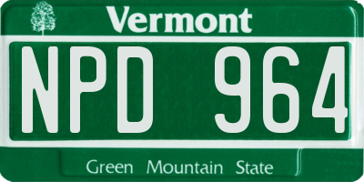 VT license plate NPD964