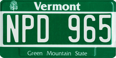 VT license plate NPD965