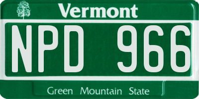 VT license plate NPD966