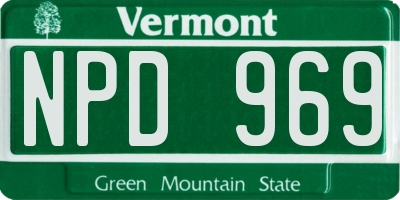 VT license plate NPD969