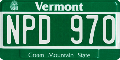 VT license plate NPD970