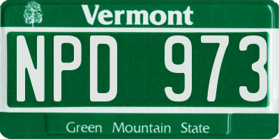 VT license plate NPD973