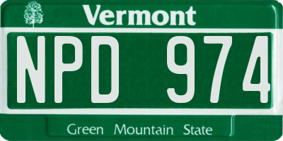 VT license plate NPD974