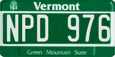 VT license plate NPD976