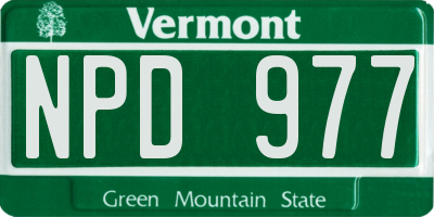 VT license plate NPD977