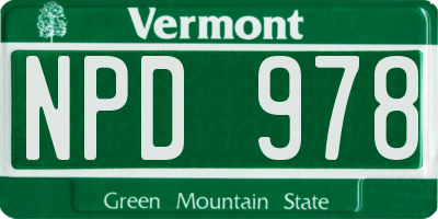 VT license plate NPD978