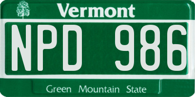 VT license plate NPD986