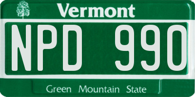 VT license plate NPD990