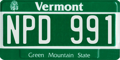 VT license plate NPD991