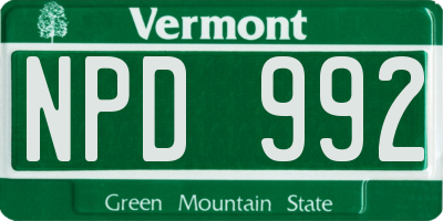 VT license plate NPD992