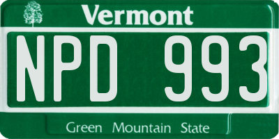VT license plate NPD993