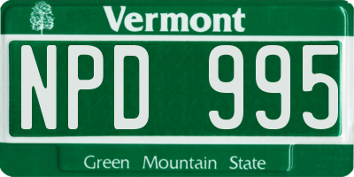 VT license plate NPD995