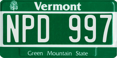 VT license plate NPD997
