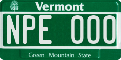 VT license plate NPE000