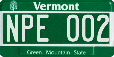 VT license plate NPE002