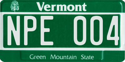 VT license plate NPE004