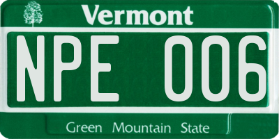 VT license plate NPE006