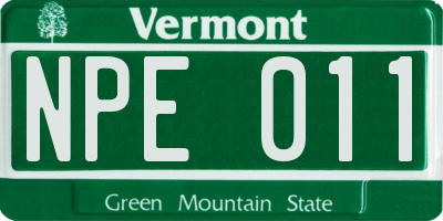 VT license plate NPE011
