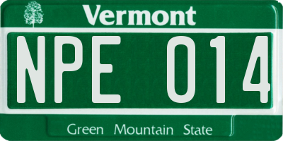 VT license plate NPE014