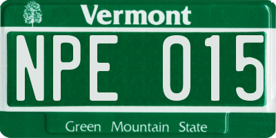 VT license plate NPE015