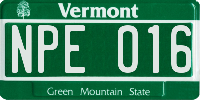VT license plate NPE016