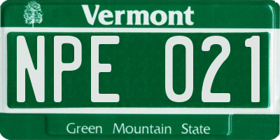 VT license plate NPE021