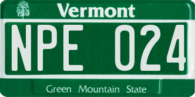 VT license plate NPE024