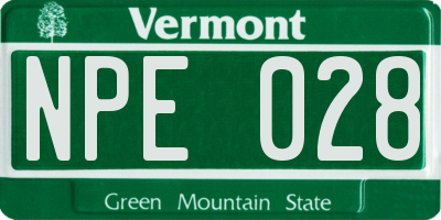 VT license plate NPE028
