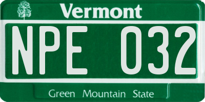 VT license plate NPE032
