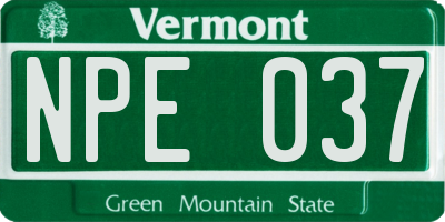 VT license plate NPE037