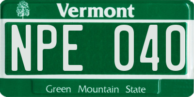 VT license plate NPE040