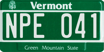 VT license plate NPE041