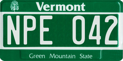 VT license plate NPE042