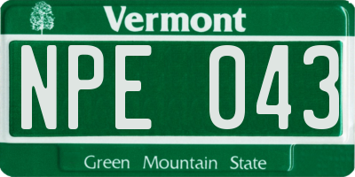 VT license plate NPE043